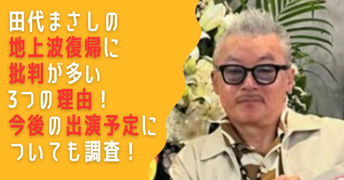 田代まさし　地上波復帰　批判　理由　今後　テレビ　出演　予定