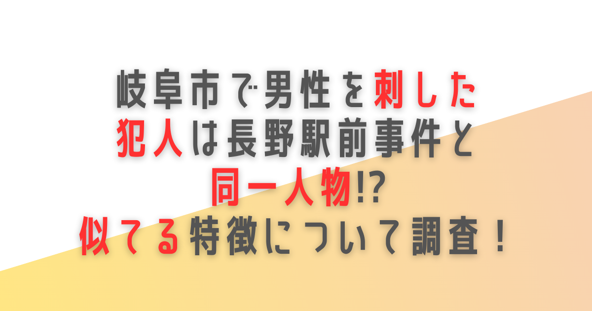 岐阜　男性　刺した　犯人　長野駅　同一人物　似てる　特徴